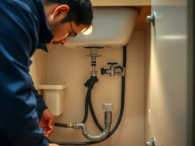 キッチン排水管作業